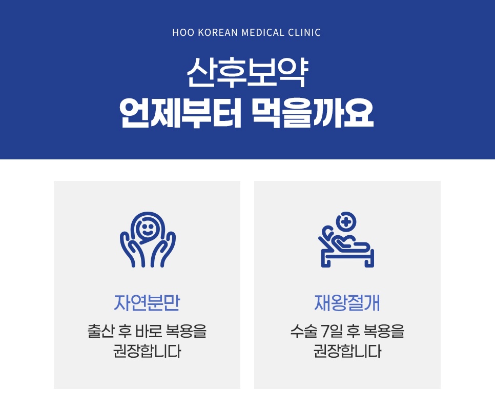 자연분만은 출산 직후, 제왕절개는 수술 7일 후로 안내한 산후보약 복용 시기